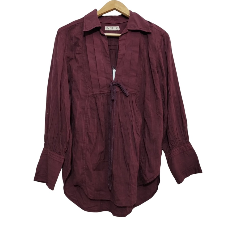 Free People We The Free Evening Edit‎ Shirt Womens S in Chocolate Grape Boho